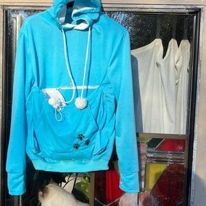 Pet carrier pull over hoodie sweatshirts eith Poms Large